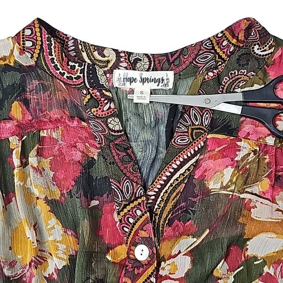 Women Sz S Maxi Sheer Dress Dark Floral Fairy Grunge BOHO Tiered Ruffle Smocked - Picture 2 of 14